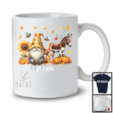 Personalized Gnome And Donkey; Happy Thanksgiving Pumpkin Sunflowers; Custom Name Farmer T-Shirt