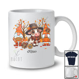 Personalized Gnomes And Cow; Lovely Thanksgiving Fall Sunflower; Custom Name Farmer Farm T-Shirt