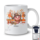 Personalized Gnomes And Pig; Lovely Thanksgiving Fall Sunflower; Custom Name Farmer Farm T-Shirt