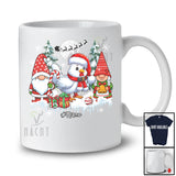 Personalized Gnomes And Santa Chicken; Lovely Christmas Tree Winter; Custom Name Farmer Farm T-Shirt