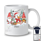 Personalized Gnomes And Santa Duck; Lovely Christmas Tree Winter; Custom Name Farmer Farm T-Shirt