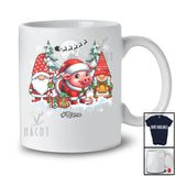 Personalized Gnomes And Santa Pig; Lovely Christmas Tree Winter; Custom Name Farmer Farm T-Shirt