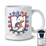 Personalized Goose Eating Donut; Amazing 4th of July Goose Bow Tie; Custom Name Patriotic T-Shirt