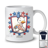 Personalized Goose Eating Pizza; Amazing 4th of July Goose Bow Tie; Custom Name Patriotic T-Shirt