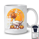 Personalized Goose Pumpkin Cosplay; Scary Halloween Moon Custom Name Goose Farmer T-Shirt