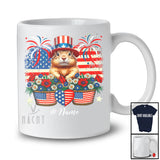 Personalized Gopher Flowers Wearing American Flag Hat; Lovely 4th Of July Custom Name Patriotic T-Shirt