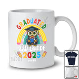 Personalized Graduated 2nd Grade 2025; Joyful Graduation Owl Rainbow; Custom Name Graduate T-Shirt