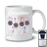 Personalized Grandma, Amazing 4th Of July Sunflowers, Fireworks Custom Name Family Patriotic T-Shirt