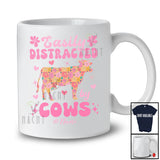 Personalized Groovy Easily Distracted By Cows; Adorable Custom Name Floral Flowers; Farmer T-Shirt