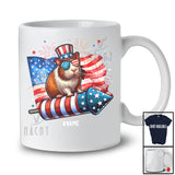 Personalized Guinea Pig Riding Firecracker American Flag; Amazing 4th Of July Custom Name Patriotic T-Shirt