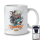 Personalized Halloween Squad; Scary Witch Zombie On Shark; Custom Name Family T-Shirt