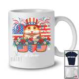 Personalized Hamster Flowers Wearing American Flag Hat; Lovely 4th Of July Custom Name Patriotic T-Shirt