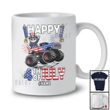 Personalized Happy 4th Of July; Amazing Custom Name Cat Riding Monster Truck; Patriotic T-Shirt