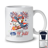 Personalized Happy 4th Of July; Amusing Custom Name Chicken Riding Firecracker; Patriotic Farmer T-Shirt