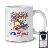 Personalized Happy 4th Of July; Amusing Custom Name Sheep Riding Firecracker; Patriotic Farmer T-Shirt