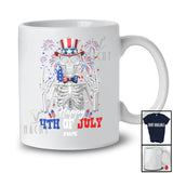 Personalized Happy 4th Of July; Cheerful Rock Hand Skeleton Fireworks; Custom Name Patriotic T-Shirt