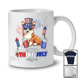 Personalized Happy 4th Of July; Joyful Custom Name Corgi Uncle Sam Drinking Beer; Patriotic T-Shirt
