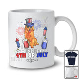 Personalized Happy 4th Of July; Joyful Custom Name Golden Retriever Drinking Beer; Patriotic T-Shirt