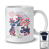 Personalized Happy 4th Of July; Joyful Three Dog Paws Uncle Sam; Custom Name Patriotic T-Shirt