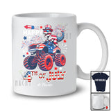 Personalized Happy 4th Of July; Lovely US Flag T-Rex On Monster Truck; Custom Name Patriotic T-Shirt