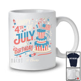 Personalized Happy 4th of July It's My Birthday; Joyful Custom Name US Flag Cake; Patriotic T-Shirt