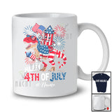 Personalized Happy 4th of July; Joyful American Firecracker Riding T-Rex; Custom Name Patriotic T-Shirt
