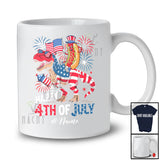 Personalized Happy 4th of July; Joyful American Hotdog Riding T-Rex; Custom Name Patriotic T-Shirt