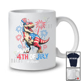 Personalized Happy 4th of July; Joyful Independence Day T-Rex Dinosaur; Custom Name Patriotic T-Shirt