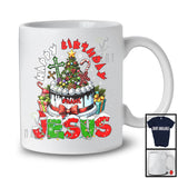 Personalized Happy Birthday Jesus; Wonderful Christmas Cross Birthday Cake; Custom Name Family T-Shirt