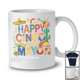 Personalized Happy Cinco De Mayo; Joyful Custom Name Mexican Sombrero Taco Cactus; Family T-Shirt