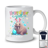 Personalized Happy Easter Y'all; Adorable Custom Name Bunny Walrus Hunting Eggs; Sea Animal T-Shirt