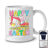 Personalized Happy Easter; Adorable Bunny Driving Excavator; Custom Name Driver Egg Hunting T-Shirt