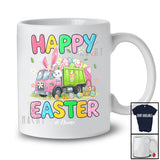 Personalized Happy Easter; Adorable Bunny Driving Garbage Truck; Custom Name Driver Egg Hunting T-Shirt