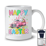 Personalized Happy Easter; Adorable Bunny Driving Pickup Truck; Custom Name Driver Egg Hunting T-Shirt