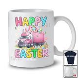 Personalized Happy Easter; Adorable Bunny Driving Truck; Custom Name Driver Egg Hunting T-Shirt