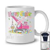 Personalized Happy Easter; Adorable Custom Name Bunny Driving Crane Truck; Driver Egg Hunt T-Shirt