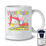 Personalized Happy Easter; Adorable Custom Name Bunny Driving Excavator; Driver Egg Hunt T-Shirt