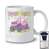 Personalized Happy Easter; Adorable Custom Name Bunny Driving Monster Truck; Driver Egg Hunt T-Shirt