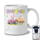 Personalized Happy Easter; Adorable Custom Name Bunny Driving Tractor; Driver Egg Hunt T-Shirt