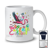 Personalized Happy Easter; Adorable Custom Name Bunny Rabbit Riding Flamingo Eggs; Family T-Shirt