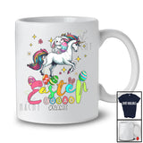 Personalized Happy Easter; Adorable Custom Name Bunny Rabbit Riding Unicorn Eggs; Family T-Shirt
