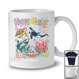 Personalized Happy Easter; Adorable Shark Dolphin; Custom Name Sea Animal; Egg Hunting T-Shirt