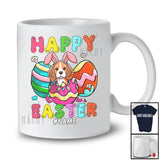 Personalized Happy Easter; Colorful Custom Name Beagle Bunny In Easter Egg; Family T-Shirt