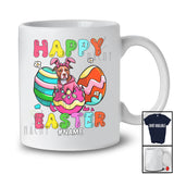 Personalized Happy Easter; Colorful Custom Name Pit Bull Bunny In Easter Egg; Family T-Shirt