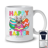 Personalized Happy Easter; Colorful Custom Name Pug Bunny In Easter Egg; Family T-Shirt