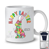 Personalized Happy Easter; Colorful Easter Egg Bunny Shape Bow Tie; Custom Name Family T-Shirt