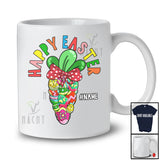 Personalized Happy Easter; Colorful Easter Egg Carrot Shape Bow Tie; Custom Name Family T-Shirt