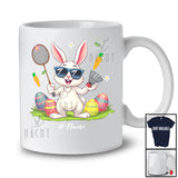 Personalized Happy Easter; Joyful Bunny Playing Badminton; Custom Name Player Egg Hunting T-Shirt