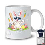 Personalized Happy Easter; Joyful Bunny Playing Baseball; Custom Name Player Egg Hunting T-Shirt