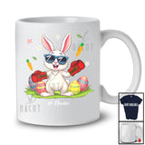 Personalized Happy Easter; Joyful Bunny Playing Boxing; Custom Name Player Egg Hunting T-Shirt
